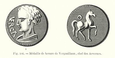 Bronsmedalj av Vergasillaun, chef för Arvernes (gravyr) av French School