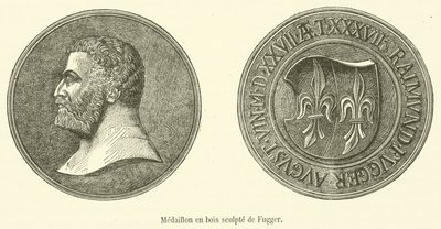 Fugger snidad trämedaljong (gravyr) av French School