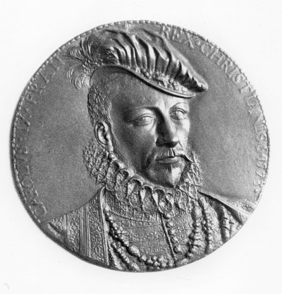 Medaljong av Karl IX, kung av Frankrike (brons) av French School