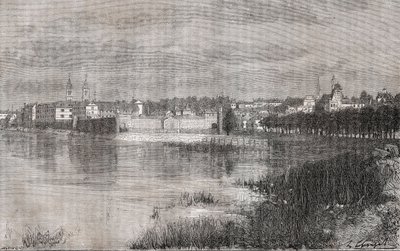 Melun - Ile-de-France - gravyr i "La France illustrée: geografi, historia, statistisk administration" av V.A. Malt-Brown. 1884 av French School