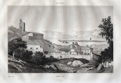 Messina - Messina - Sicilien - Sicilien - Sicilien - Gravyr från "" Italy Picturesque" - Historisk och beskrivande målning av Italien" av M. de Norvins, Ch. Nodier 1834-1836. av French School