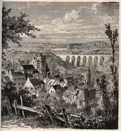 Meudon - departementet Hauts-de-Seine - gravyr i "" PATRIE"" - BESKRIVNING PECTURESSE DE LA FRANCE EN 6 VOLURES AV LUCIEN HUARD - slutet av 1800-talet av French School
