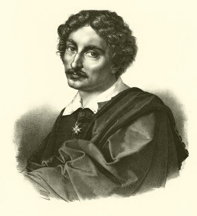 Michelangelo Merisi da Caravaggio, porträtt (gravyr) av French School