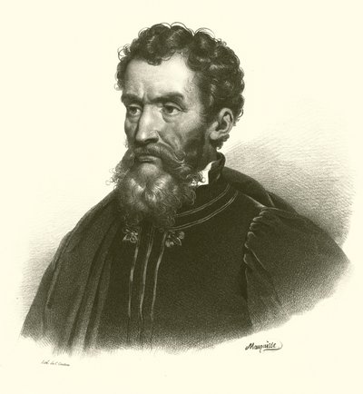 Michelangelo, porträtt (gravyr) av French School