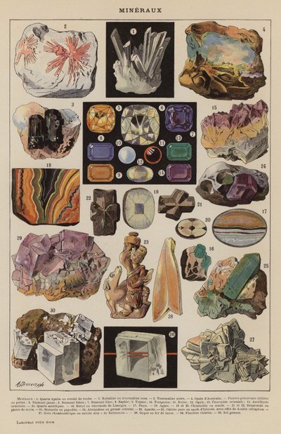 Mineraler (färglitografi) av French School