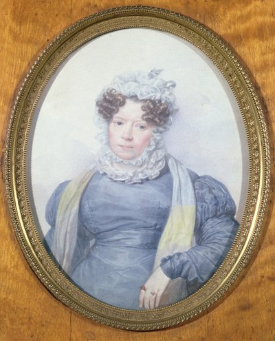 Miniatyrporträtt av Madame Swetchine (1782-1857) (wc på papper) av French School