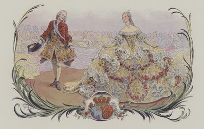 Menuett (färg litho) av French School