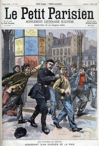 Diverse fakta: Mordet på en fredsbevarare i Paris rue Vergniaud 1900 - i "Le petit Parisien"” av French School
