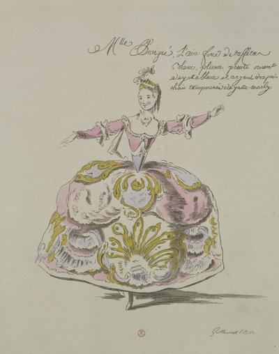Miss Puvigne as Air, in Zoroastre, ett libretto av Cahusac, komponerat av Jean-Philippe Rameau (1683-1764) faksimil av A. Guillaumot Fils, 1749 (färgstick) av French School