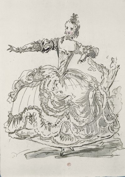 Miss Puvigne som den levande statyn, i Pigmalion, ett libretto av Lamotte, komponerat av Jean-Philippe Rameau (1683-1764) 1748 (färgstick) av French School