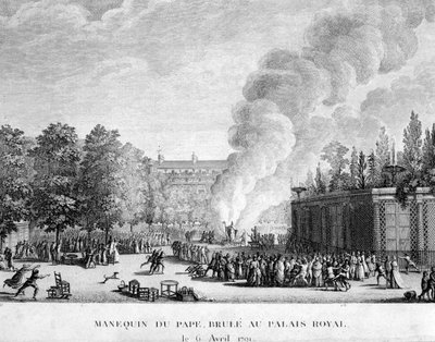 Modell av påven som brändes vid Kungliga slottet den 6 april av French School