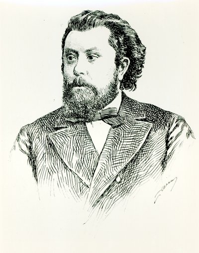 Modest Petrovich Mussorgsky (1835-81), illustration från The History of Music in Russia av Albert Soubies, publicerad i Paris, 1898 av French School