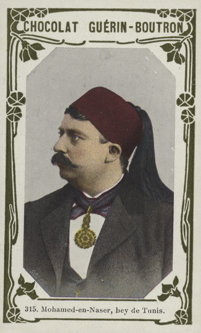 Mohamed-en-Naser, bey de Tunis (färgad bild) av French School