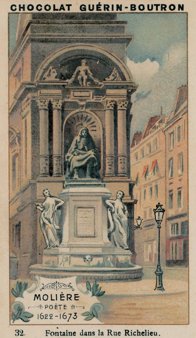 Moliere, Poete, 1622-1673, Fontän i Rue Richelieu av French School