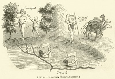 Monocules, Blemmys, Sciopodes (gravyr) av French School