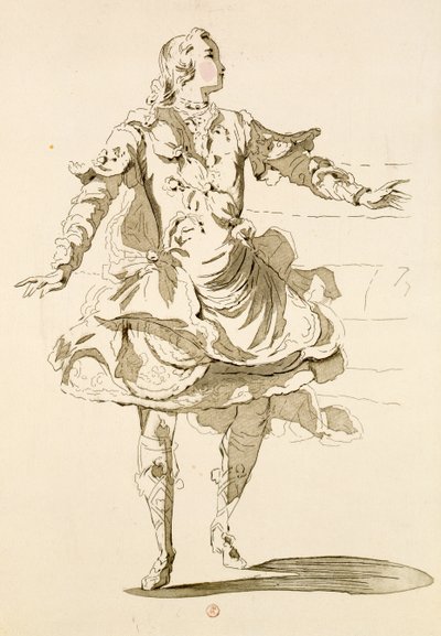 Monsieur Jeliotte som Pigmalion, i Pigmalion, ett libretto av Lamotte, komponerat av Jean-Philippe Rameau (1683-1764) 1748 (färgstick) av French School