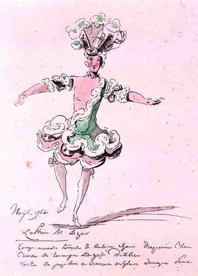 Monsieur Leger som Zephyr, i Nais, ett libretto av Cahusac, komponerat av Jean-Philippe Rameau (1683-1764) 1764 (färgstick) av French School