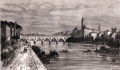 Montauban - Languedoc-Roussillon-Midi-Pyrénées - gravyr i "La France illustree: geografi, historia, statistisk administration" av V.-A. Malt-brunt. 1884 av French School