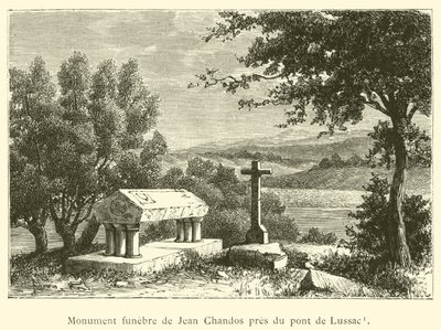 Jean Chandos begravningsmonument nära Lussac-bron (gravyr) av French School