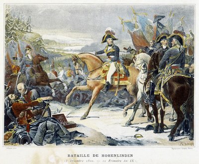 Moreaus seger över österrikarna under befälet av ärkehertig Jean den 3 december 1800 i slaget vid Hohenlinden (Baviere - Tyskland). av French School