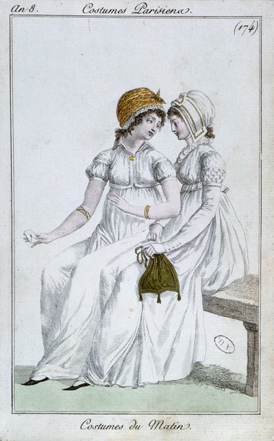 Morgonklänning, modetallrik från Costumes Parisiens, 1800 av French School