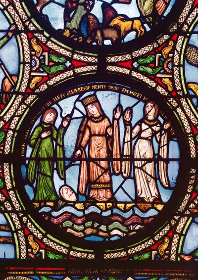 Moses räddad från vattnet, 1100-1200-talet av French School