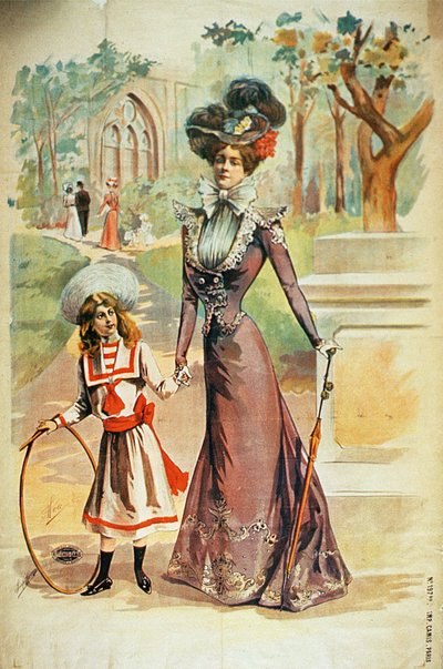 Mor och dotter på promenad av French School