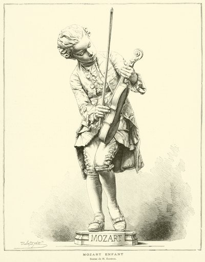 Mozart-barn, staty av M Barrias (gravyr) av French School