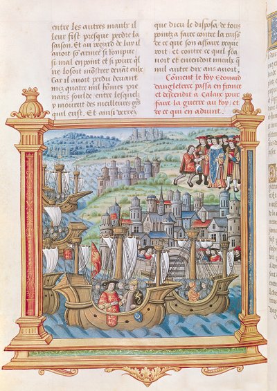 Ms.18 f.109v Edward IV av England landar i Calais, från Memoires de Philippe de Commines av French School