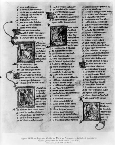 Ms.3142 fol.266 Fables av Marie de France (fl. 1100-talet), från en antologi med franska dikter, ca 1280-90 av French School