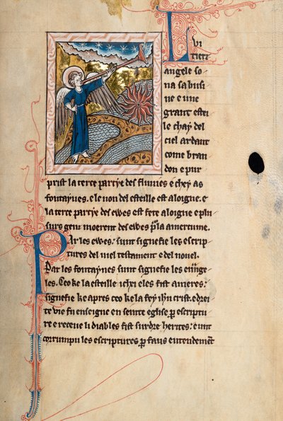 Ms65 f29r, Commentary on the Apocalypse of St John, sent 1200-tal (penna & bläck och tempera på veläng) av French School