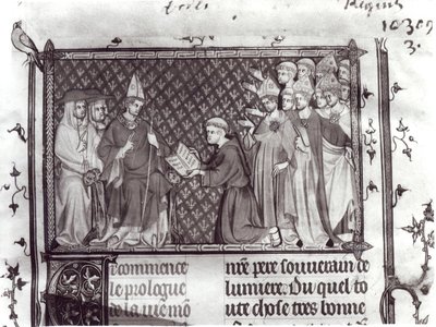 Fröken Fr. 5716 f.2 Jean dAntioch före Martin IV, från Life and Miracles of St. Louis, c.1330-40 av French School