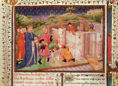 Ms 1015 fol.1 Konstruktion av ett slott, från kungar och furstars regering av French School