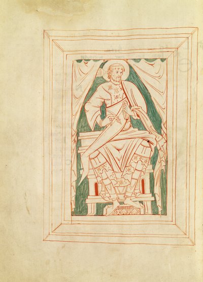 Ms 103 Frontispice föreställande St. Gregory the Great (540-604) från en bok med predikningar av French School