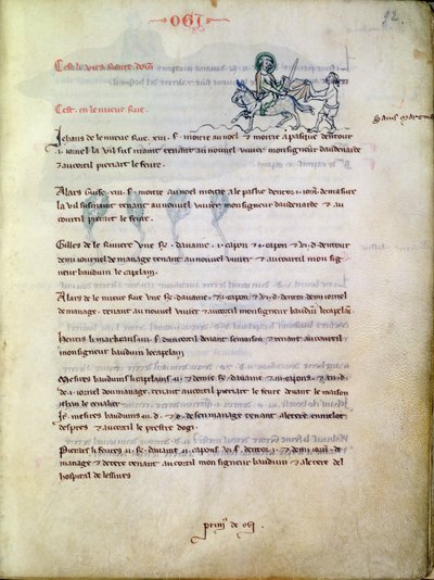 Ms 1175 f.92 St. Martin skär sin mantel, från Vieil Rentier dAudenarde, 1291-1302 av French School