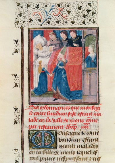 Ms 149 t.3 fol.163 Slutlig sjukdom hos greve Baldwin V av Hainault av French School