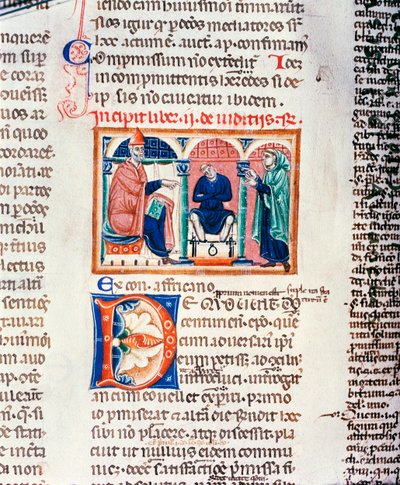 Ms 150 f.61v A Judgement, from the Decrets de St. Gregoire IX av French School