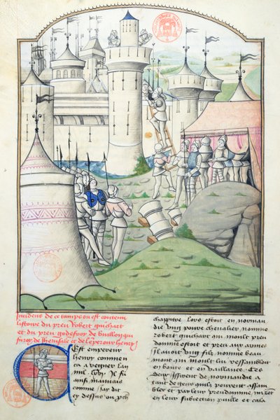 Ms 1560 Capture of Jerusalem 1099 av Godfrey de Bouillon och korsfararna under det första korståget, miniatyr från Fleur des Histoires av French School