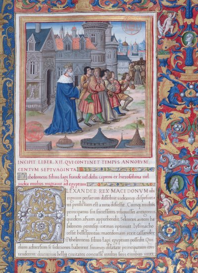 Fru 1581 f. 228 Illustration från bok XII (Från Alexander den stores död till Judas Maccabaeus död), kapitel 1 i judarnas antikviteter (Antiquitates Judaicae) av Flavius Josephu av French School