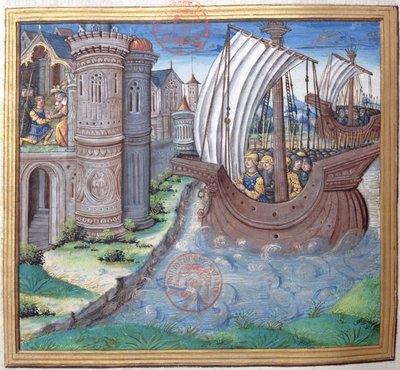 Fru 1581 f. 326v Illustration från bok XVI (från Herodes slutförande av templet till Alexanders och Aristobulus