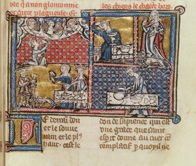 Ms 1895 fol.149 Sida från en bok mot franska laster och dygder av French School