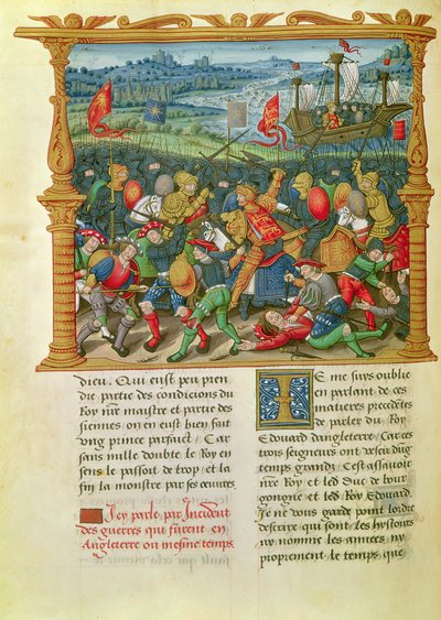 Ms 18 f.73v Kung Edward III för krig i slaget vid Crecy 1346, från Philippe of Commines
