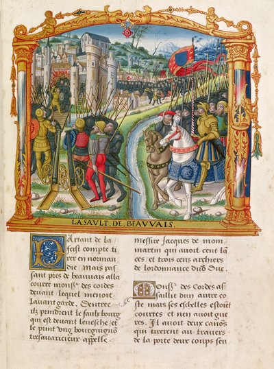 Ms 18 f.92r Siege of Beauvais av Charles le Temeraire, hertig av Bourgogne, 27 juni 1472, från Philippe of Commines