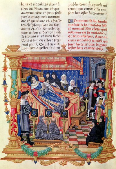Ms 18 fol.208v Ludvig XI:s död (1461-83), från Memoires de Philippe de Commines, 1489-98 av French School