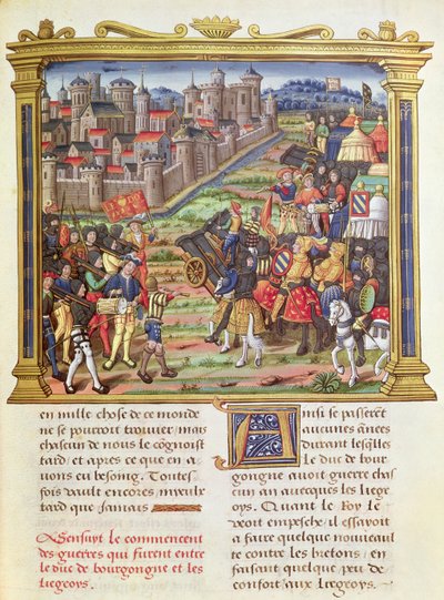 Ms 18 fol.36r Kriget mellan Karl den djärve, hertigen av Bourgogne och Liège 1467-68, från Philippe of Commines