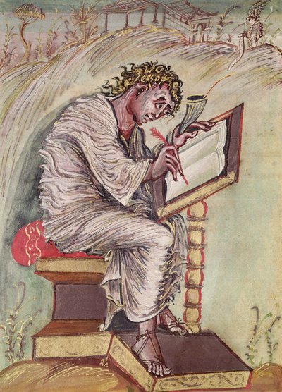 Ms 1 fol.18v St. Matteus, från Ebbo-evangelierna, c.816-835 av French School