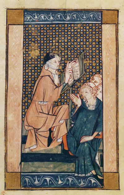 Ms 2030 fol.1v Henri de Mondeville (c.1260-c.1320) undervisning, från La Chirurgie de Maitre Henri de Mondeville av French School