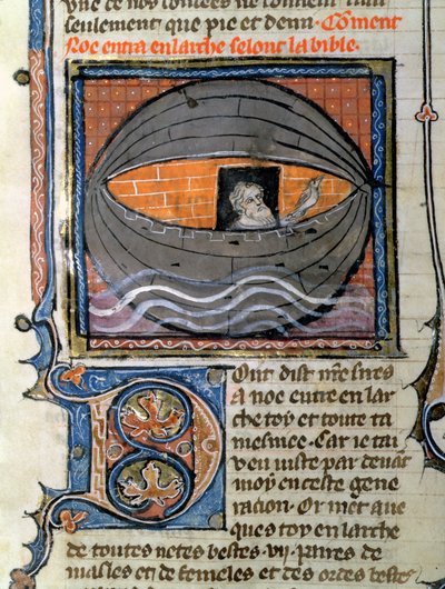 Ms 22 Noah släpper duvan, från en bibel av French School
