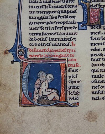 Ms 2510 Auskultation eines kranken Mannes von French School