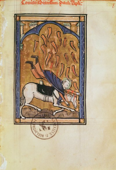 Ms 2689 fol.8r The Conversion of St. Paul, från Psalter of the Abbey of St. Elizabeth de Genlis av French School